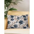 thumbnail image 1 of Outdoor Pillows Waterproof, Blue Florals Bedding Throw Pillows with Insert for Couch Sofa Bed, Farmhouse Botanical Peonies Vintage Brown Leaves 12x20 Inch Pillowcases Decorative Patio Pillow Set of 1, 1 of 7