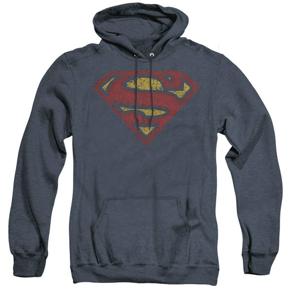 Superman Crackle S Adult Heather Hoodie Sweatshirt Navy