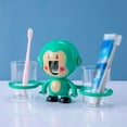 thumbnail image 3 of Kids Cartoon Automatic Toothpaste Dispenser Wall Mounted Toothbrush Holder with 2 Mugs Set for Bathroom, 3 of 5