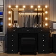 thumbnail image 4 of Vanity Desk & Power Outl, Makeup Vanity with Mirror and 12 LED Lights, Makeup Table with 11 Drawers, Vanity Table with Chair,Set 3 Lighting Modes Brightness Adjustable, 4 of 5