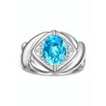 thumbnail image 3 of RYLOS Rings for Women 14K White Gold Ring XOXO Hugs & Kisses 9X7MM Gemstone & Diamond Ring December Blue Topaz Jewelry for Women Size 5, 3 of 7