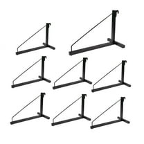 8 Pack 1 Tier Shipping Container Shelving Bracket with Hooks - 16"x18", 550 lbs WLL - Black Powder Coated Steel for Heavy Duty Trailer Containers - Easy to Assemble & Remove