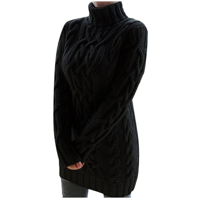EGNMCR Chandail à Col Roulé pour Femmes, Chandails pour Femmes Femmes Bouton Manches Longues Tricot Chandail Molletonné Chandail Hauts Blouse Chemise Unie Chandail à Col Roulé Femmes Chandail