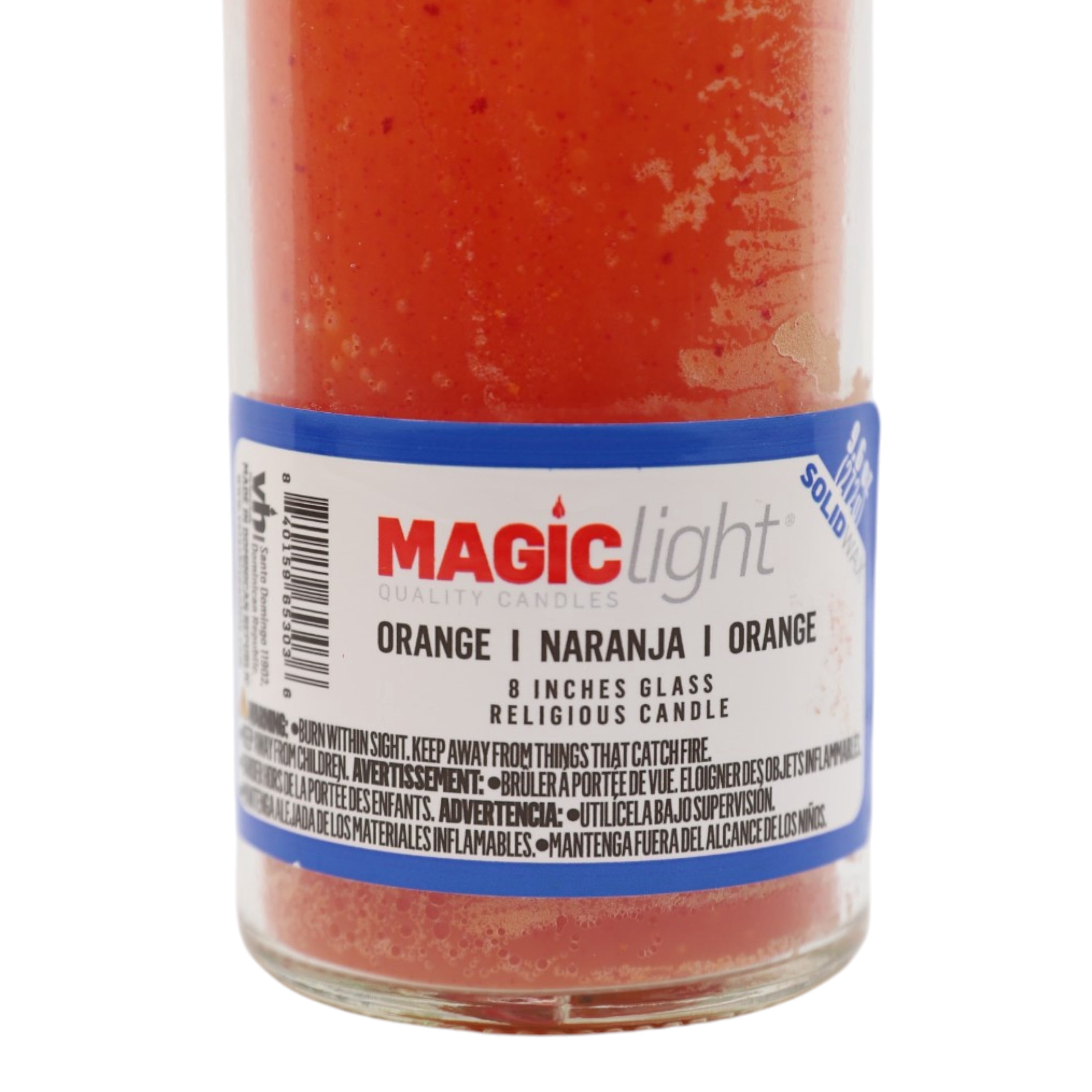 (4 pack) MagicLight Religious Candles 9.6 oz - Clear Glass Jar, Unscented Orange Wax