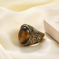 thumbnail image 4 of Retro Large Tiger Eye Stone Turquoise Wedding Ring For Men Classical Gothic Stainless Steel Rings, 4 of 4