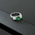 thumbnail image 5 of Gem Stone King 3.65 Ct Green Simulated Emerald White Simulated Opal 925 Sterling Silver 3-Stone Ring (Size 9), 5 of 5