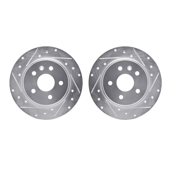 Dynamic Friction Company Rear Brake Rotors-Drilled and Slotted-Silver 7002-45017