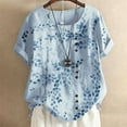 thumbnail image 3 of Gibobby Blusas Termicas Dama Mujeres Blose TopFlower Print LooseStylish T Camisas（Aqua， XL), 3 of 4