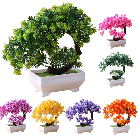Walbest Artificial Bonsai Tree, Faux Fake Plant with Pot for Indoor Home Desktop Ornament Decor, 7.9 x 7.9 in.