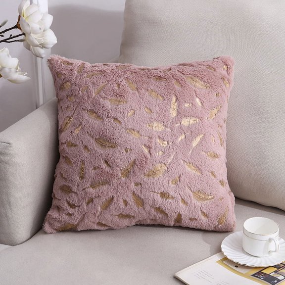 Yidarton 45*45cm Double-sided Feather Gilding Plush Pillow Cover Home Nordic Sofa Pillow Office Cushion Cover