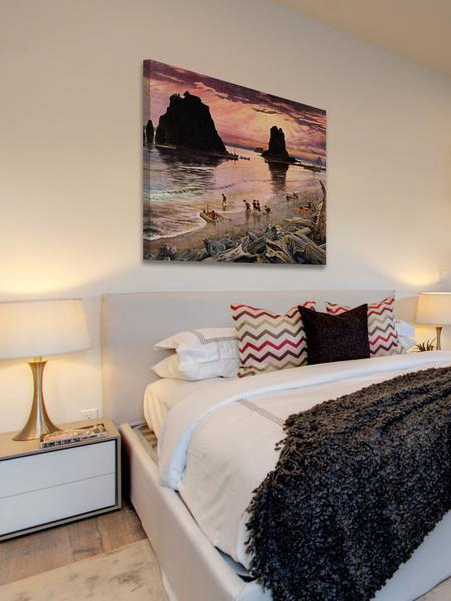 "The Beach at Dusk" Painting Print on Wrapped Canvas