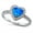 Blue, variant on Halo Simulated Opal Clear CZ Heart Ring Sterling Silver Size 6