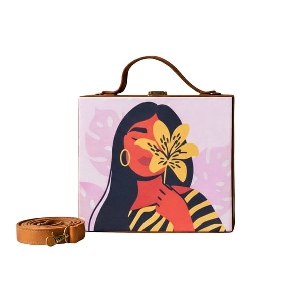 ARTKLIM Yellow Flower Girl Clutch Bag for Women with Detachable Strap