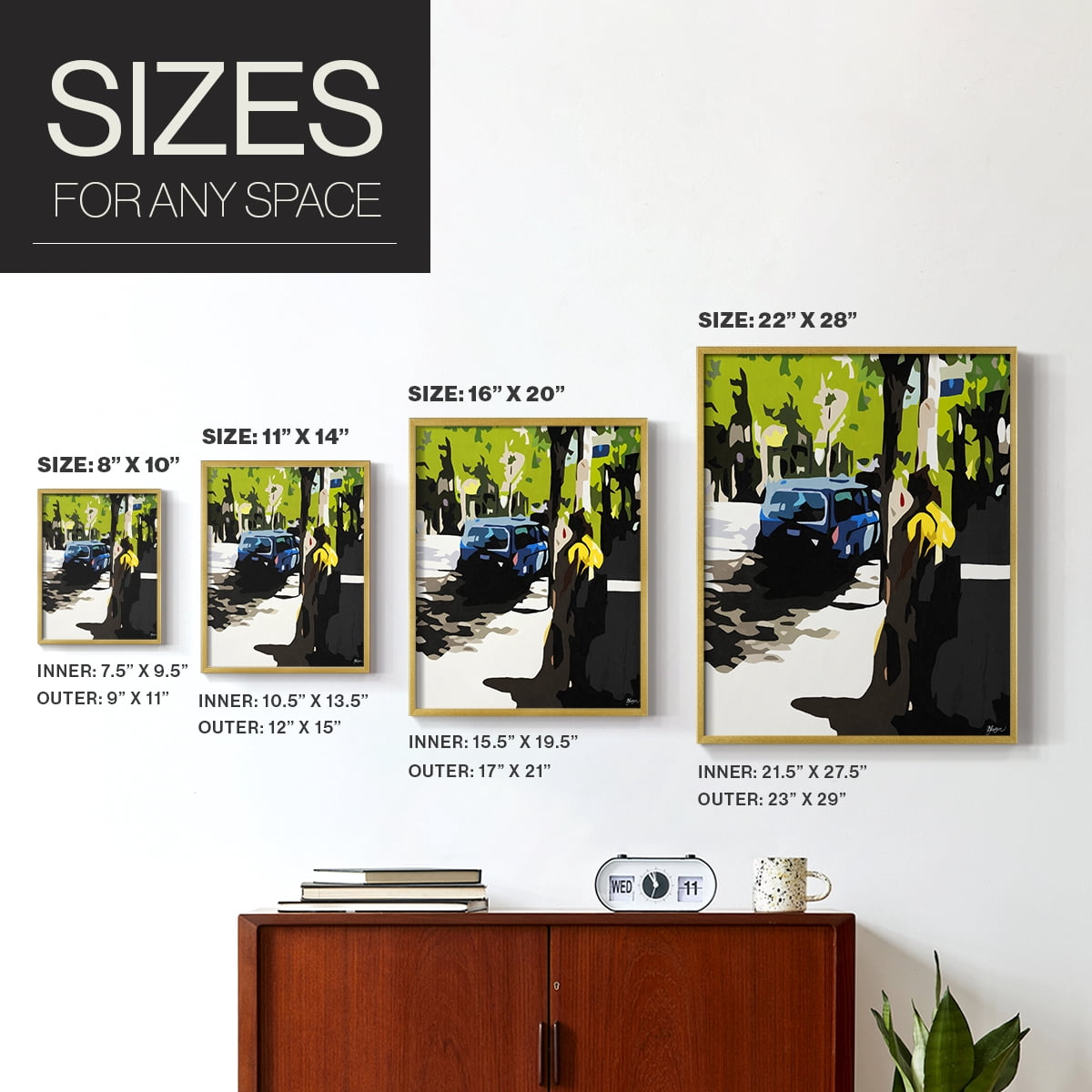 A Volvo in Ballard in Paper Solid Wood 16 x 20 Framed Print