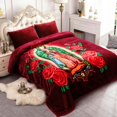 thumbnail image 4 of JML Raschel A&B Printed 2-ply Reversible Korean-style Plush Fleece Blanket Burgundy Mary King, 4 of 5