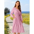 thumbnail image 2 of DARING DIVA Fall Long Sleeve Midi Floral Boho Dress XL Pink, 2 of 7