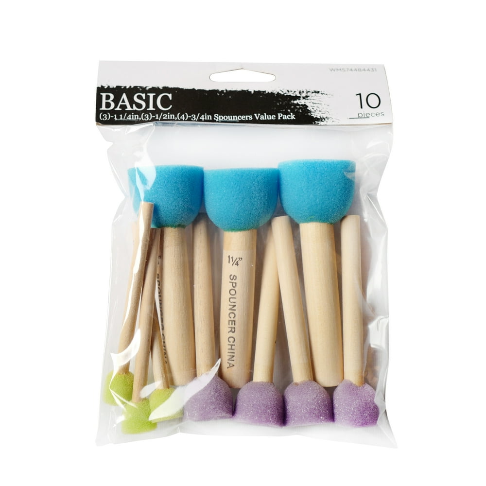 Foam Sponge Dabber Brush Set, Wooden Handle, 3 Assorted Size Value Pack