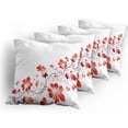 thumbnail image 5 of Ambesonne Flower Throw Pillow Cover 4 Pack, Floral Petal Ornaments, 24", Red White, 5 of 7