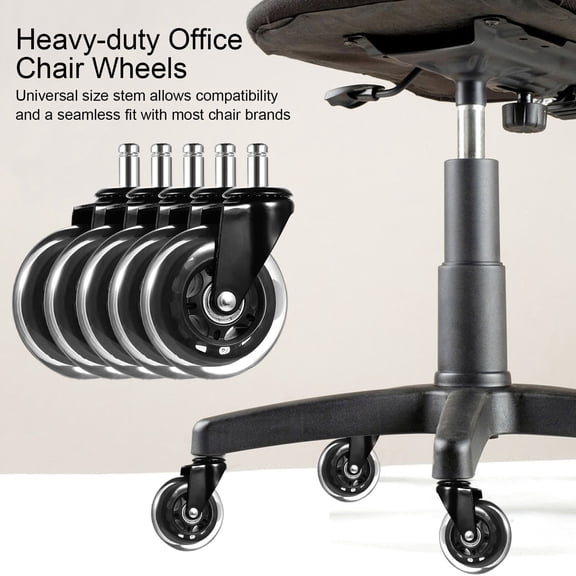 sunsanly Heavy-Duty Office Chair Wheels Quiet Chair Casters Smooth Rolling Floor Protection Swivel PU Casters for Coworking Spaces