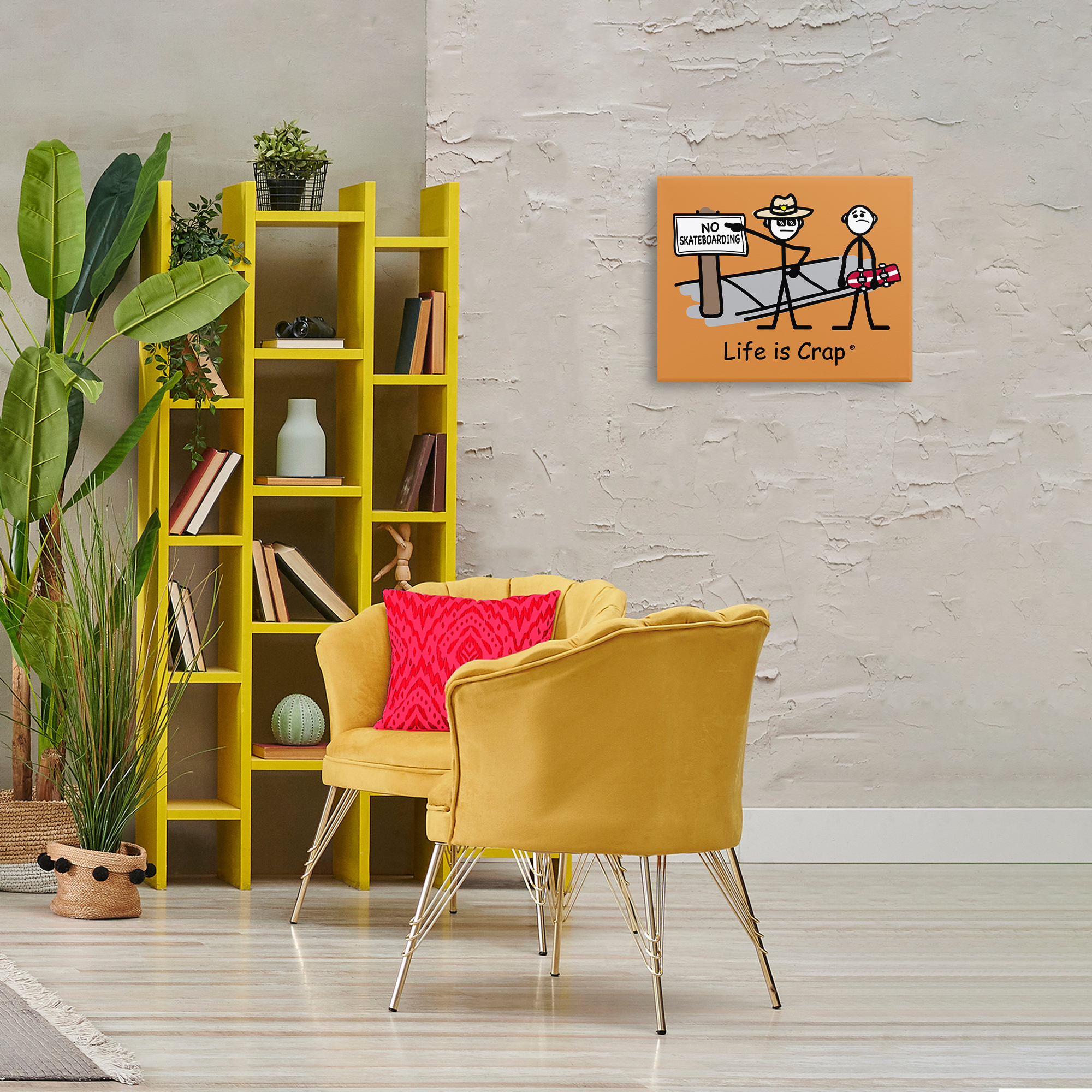 Stupell Industries No Skateboarding Sign Novelty & Humor Painting Wrapped Canvas Art Print Wall Art, 20 x 16
