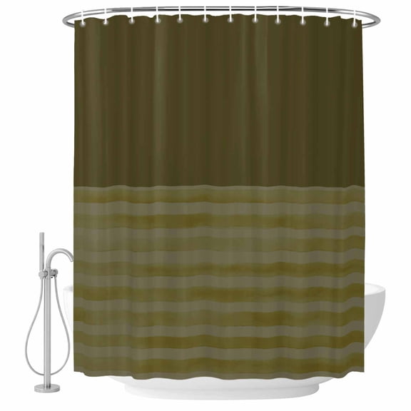 60x72 Inch Shower Curtains for Bathroom, Olive Green Striped Fabric Bath Curtain Decor, Vintage Stripes Ombre Waterproof Restroom Curtains Shower Set Accessories with 12 Hooks 60 Inch