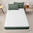 thumbnail image 4 of Castle Fairy Hippie Horizontal Stripe Zipper Queen Comforter Set with Fitted Sheet and 2 Pillowcases,Bohemian Line Zipper Bedding Set,Sage Charcoal White,Reversible, 4 of 7
