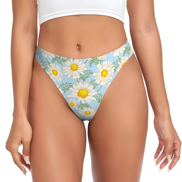 Balery Daisies Flowers Tangas de Algodón para Mujer con Estampado – Ropa Interior Sexy, Transpirable, G-string-3X-Large