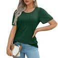 thumbnail image 6 of NANAIQ Short Sleeve Women's Tops Pleated Casual Crew Neck T Shirts for Women Soft Fashion Skin-Friendly Womens T Shirts Summer Tops Dark Green XXL, 6 of 8