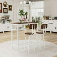 thumbnail image 5 of Spaco 3-Piece Bar Table Set, Bar Table and Chairs Set of 2 with Metal Frame and Storage Rack, Modern Counter Height Table with 2 Stools for Indoor, Brown, 5 of 9