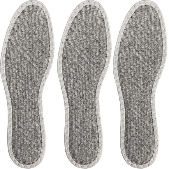 pedag Deo Fresh Natural Terry Cotton & Sisal Insoles, Handmade in Germany, Fully Washable, Perfect for Keeping Feet Dry and Fresh in The Summer, US M13 / EU 46, Grey, 3 Pair