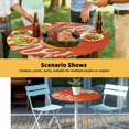 thumbnail image 6 of Elastic Fitted Round Tablecloth, Coral Orange Waterproof Stretch Table Cover for 55"-60" Tables, Coastal White Ocean Marine Nautical Beach Washable Outdoor Tablecloths for Patio, Picnic, Camping, 6 of 9