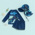 thumbnail image 2 of Bagilaanoe Toddler Baby Boy Long Sleeve Zipper Rashguard Swimwear Set, 3-pcs, Blue, 2 of 7