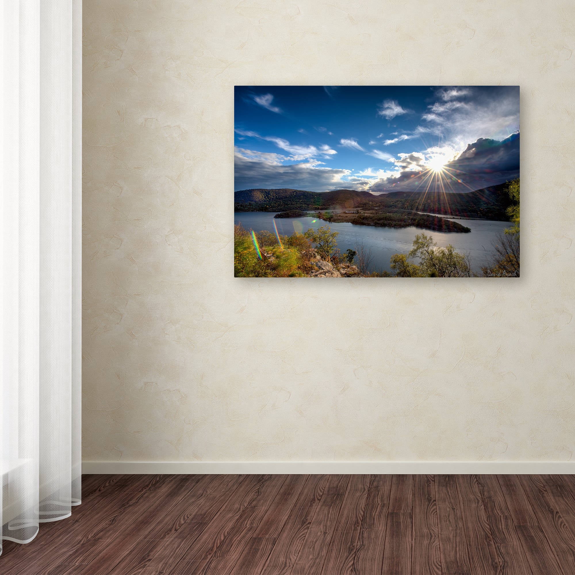 Trademark Fine Art "Sunset Over the Hudson" Canvas Art by David Ayash