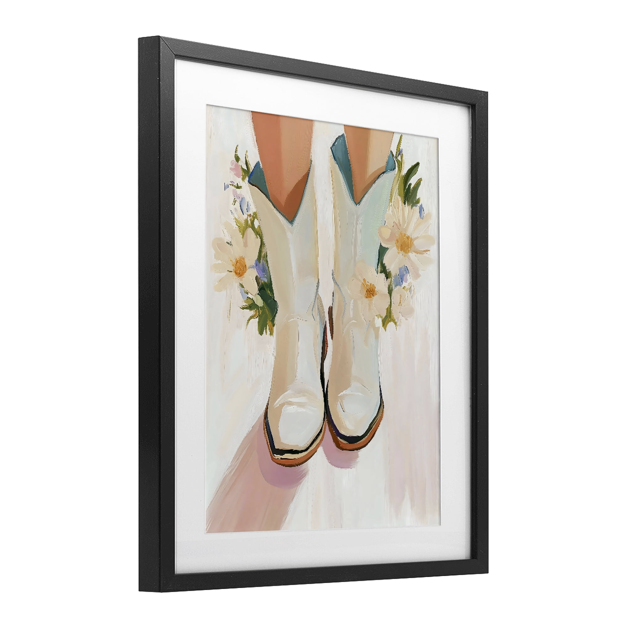 Stupell Industries Blooming Cowgirl Boots Black Framed Print Under Glass, design by The Prints Vibe