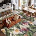 thumbnail image 5 of 2.7x5 Area Rugs, Palm Leaves Non-Skid Rubber Backing Large Rectangle Rugs - Living Room Bedroom Home Office, Summer Botanical Tropical Plants Rustic Indoor Floor Mat Carpets Washable Rug, 5 of 9