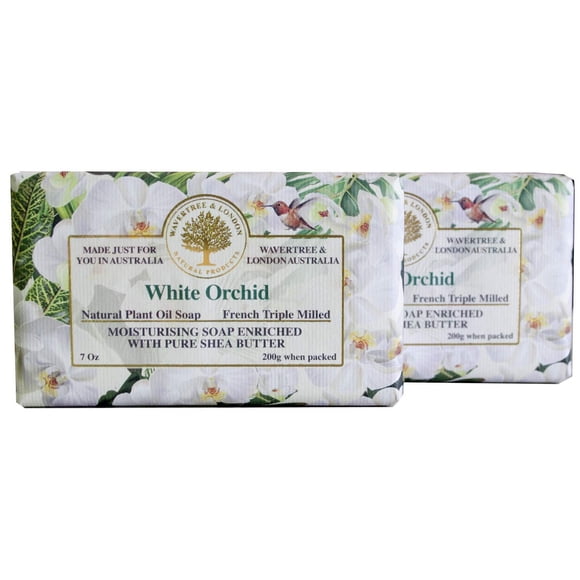 Wavertree & London Jabón natural perfumado de orquídea blanca (2 barras) 7 oz hidratante francés triple molido barras de jabón enriquecidas con manteca de karité – Jabón de baño y cuerpo de aceite veg
