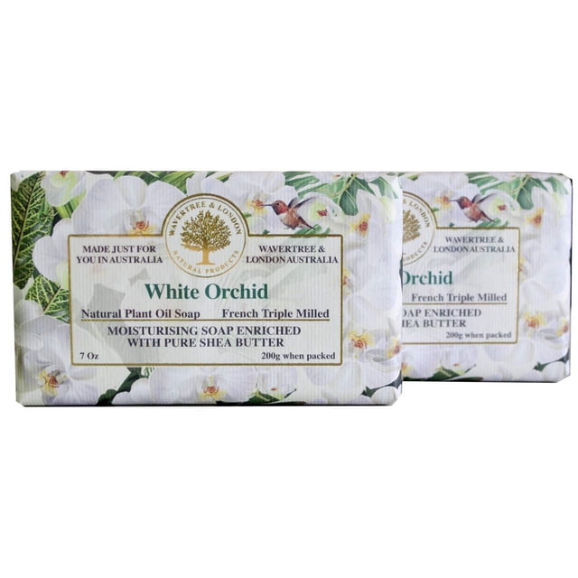 Wavertree & London Jabón natural perfumado de orquídea blanca (2 barras) 7 oz hidratante francés triple molido barras de jabón enriquecidas con manteca de karité – Jabón de baño y cuerpo de aceite veg