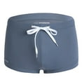thumbnail image 4 of Lumtrix Men's Swimwear Sexy Swim Trunk Boxer Briefs Beach Bikini Sport Swimsuit Low Square Leg Swim Trunks with Drawstring Gray S, 4 of 5