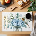 thumbnail image 2 of Teal Spring Floral Placemats Set of 8 Watercolor Summer Flowers Place Mats Indoor Wipeable Table Mats Washable Cloth Dining Table Placemats for Kitchen Holiday Party Home Decor 13x19 Inch, 2 of 9