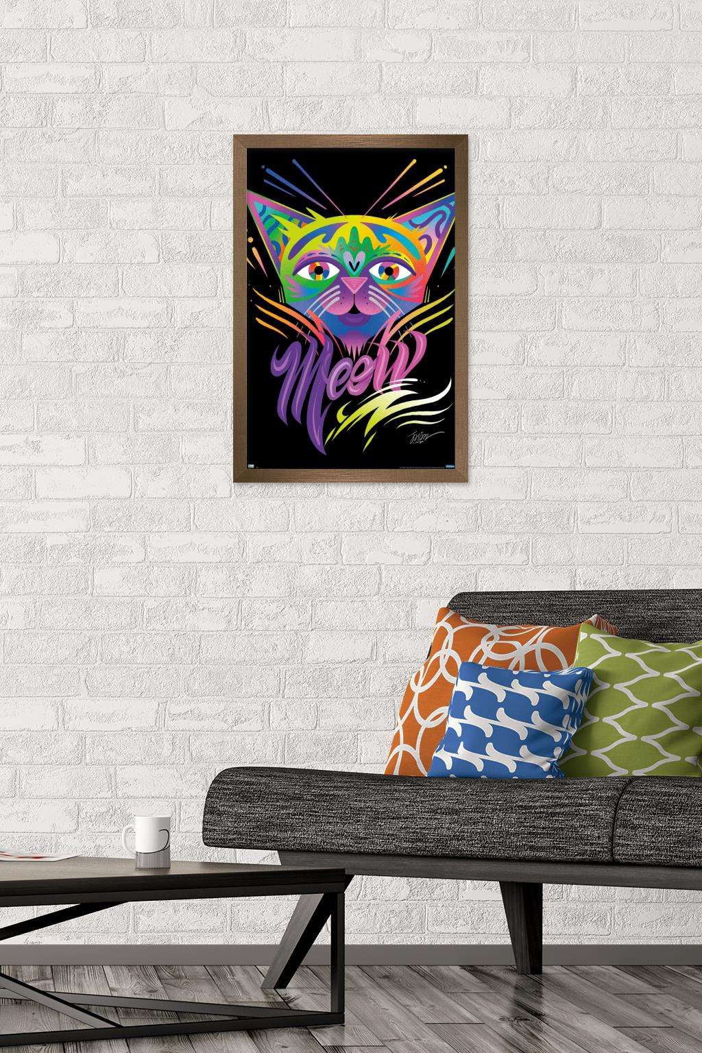 Meow Wall Poster, 14.725" x 22.375", Framed