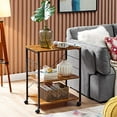 thumbnail image 3 of Mr IRONSTONE Kitchen Cart 3-Tier Kitchen Baker's Rack Utility Microwave Oven Stand Storage Rolling Workstation with 10 Hooks for Living Room (Vintage), 3 of 5