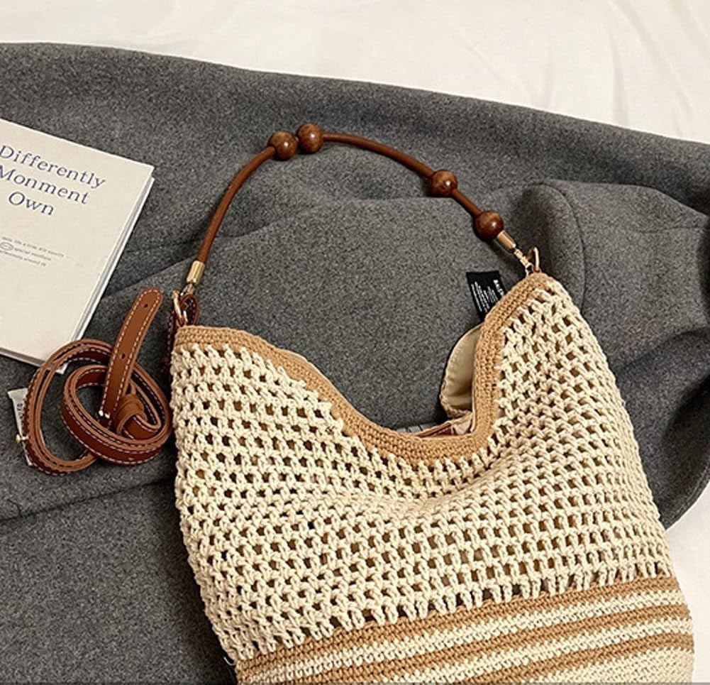 Bohemia Straw Beach Bag Women Macrame Crossbody Purse Shoulder Tote Bag Travel Beach Bag Summer Top-handle Hobo Bags 2025