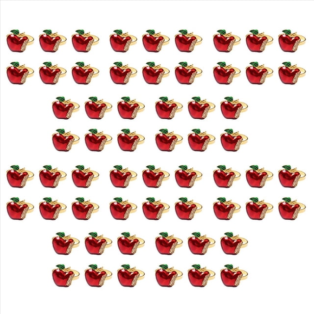 Servilleteros Set de 60, Servilletero de Manzana Roja para Boda, Cena, Banquete, Servilleta para Navidad, Cumpleaños