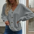thumbnail image 5 of Sexlip Casual Long Sleeve V-neck Top Lace Up Blouse Comfortable Relaxed Fit Fashionable for Daily Wear Great for Street Style Women's Clothing All Season Gray S, 5 of 8