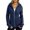 Navy Blue, variant on Solid Color Women Jacket with Hood Women's Plush-lined Hoodie Jacket with Zipper Closure Pockets Elastic Cuffs Solid Color Coat Women Hoodie Jacket
