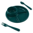 thumbnail image 4 of MYG Ensemble d'Assiettes Compartimentées - Assiettes en Plastique à 3 Compartiments pour Adultes et Enfants pour la Maison - Assiettes Sectionnées Réutilisables avec Fourchette et Cuillère en Option - Blanc Rose Vert, 4 of 9