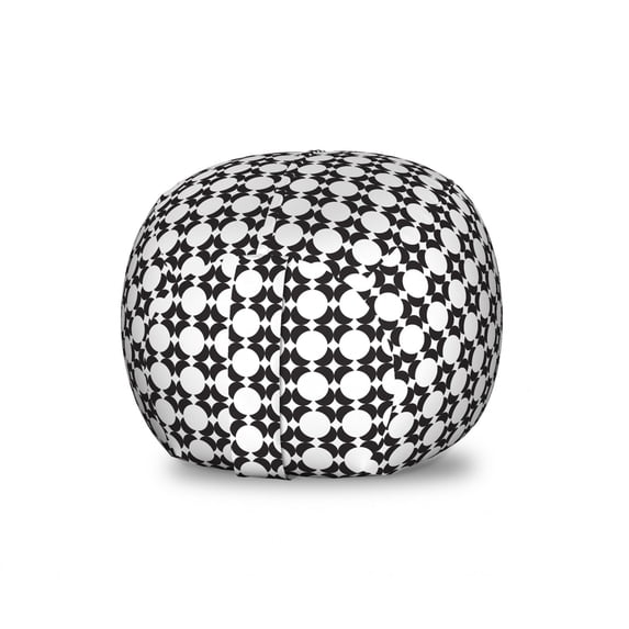 Abstract Storage Toy Bag Chair, Geometric Circles Forming Large Flower Petals Fragrance in Minimalist Style, Stuffed Animal Organizer Washable Bag, Small Size, Black and White, by Ambesonne