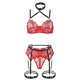 thumbnail image 2 of Gibobby Conjunto de lencería Sexy Conjunto de falda a cuadros para mujer con ribete de encaje y falda(Rojo, M), 2 of 5