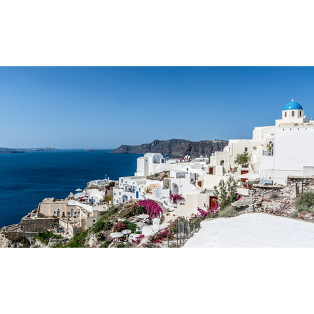 Canvas Print Greece Travel Water Mountains Oia Santorini Stretched Canvas 10 x