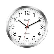 Sharp Modern 12" Quartz Round Wall Clock, Silent Non-Ticking, Silver/Chrome Frame for Home & Office